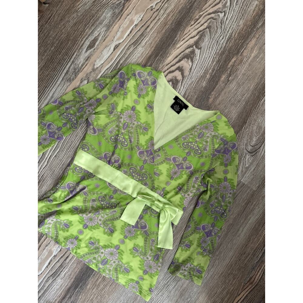 GNW Tie Front Patterned Blouse M - Picture 5 of 9